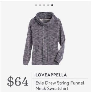 Loveappella Stitch Fix Evie Draw String Funnel Neck Sweatshirt Navy/White Medium